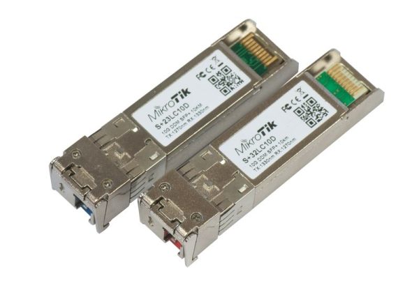 MIKROTIK جفت ماژول SFP+ (10 گیگابیت)، 10 کیلومتر، برای تک کابل نوری (S+2332LC10D)