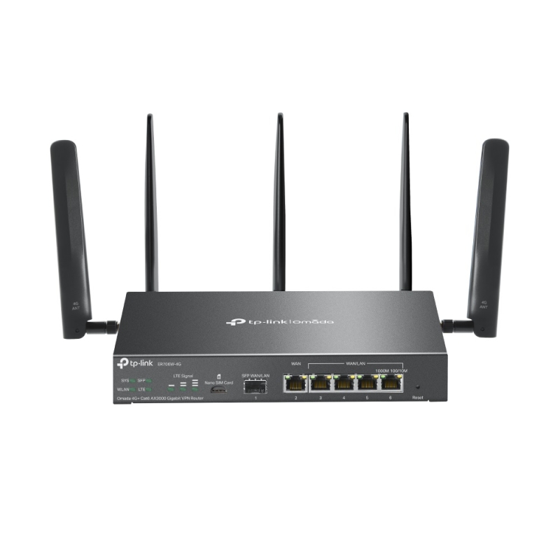 روتر VPN TP-LINK Omada 4G+ Cat6 WiFi 6 AX3000 Gigabit (ER706W-4G)