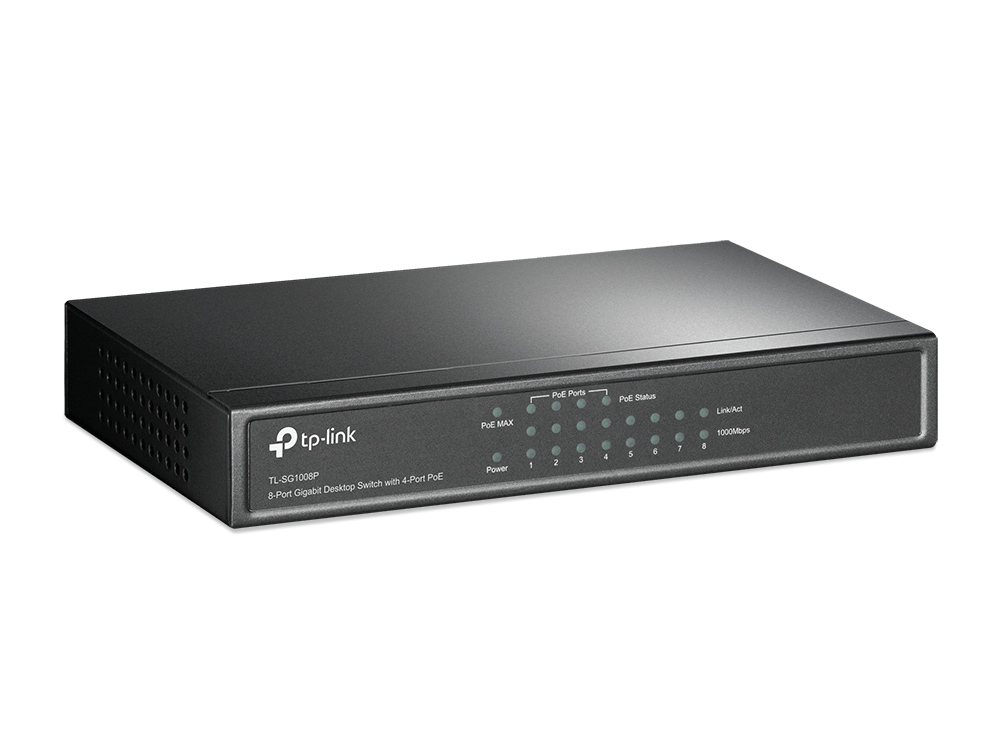 سوئیچ رومیزی 8 پورت گیگابیتی TP-LINK با 4 پورت PoE (TL-SG1008P)