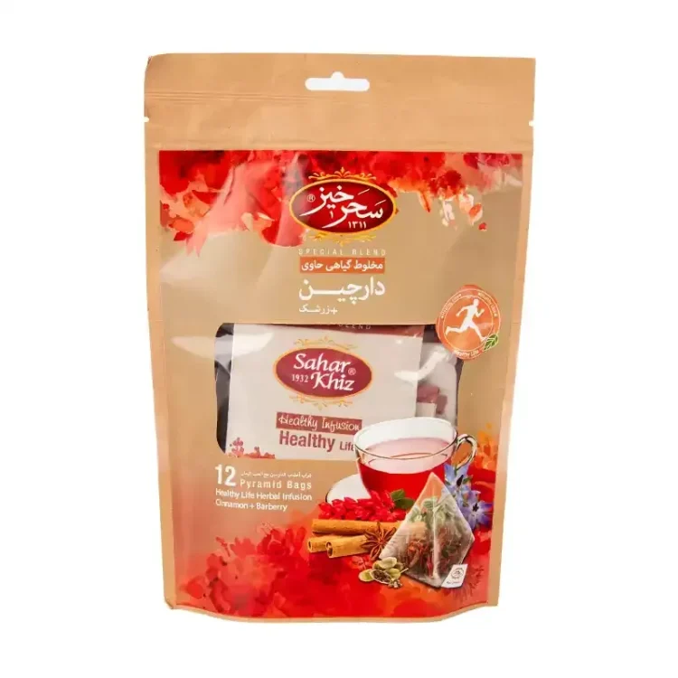 دمنوش سلامتی دارچین زرشک 12 عددی سحرخیز پاکت کرافت