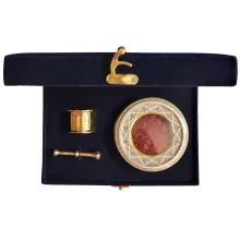 زعفران 5 گرمی کادویی سحرخیز طرح مخمل همراه با هاون